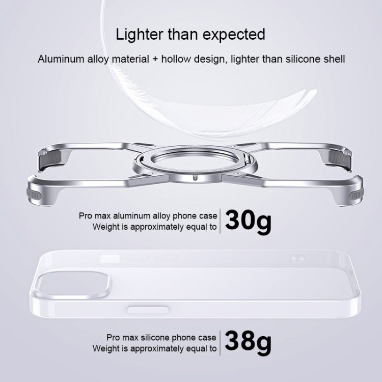 For iPhone 15 Pro Max Aluminum Alloy Frameless 360-Degree Rotating Phone Case(Silver) - HoMEdemic™ 