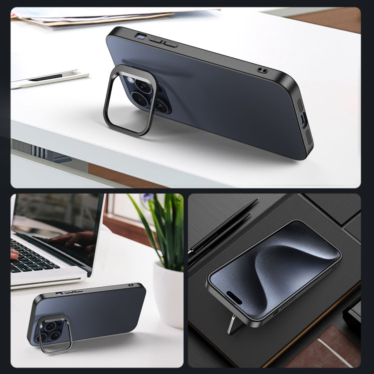For iPhone 15 Pro Max Aluminum Alloy Lens Holder Frosted Skin-feel Phone Case(Silver) - HoMEdemic™ 