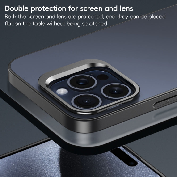For iPhone 15 Pro Max Aluminum Alloy Lens Holder Frosted Skin-feel Phone Case(Silver) - HoMEdemic™ 