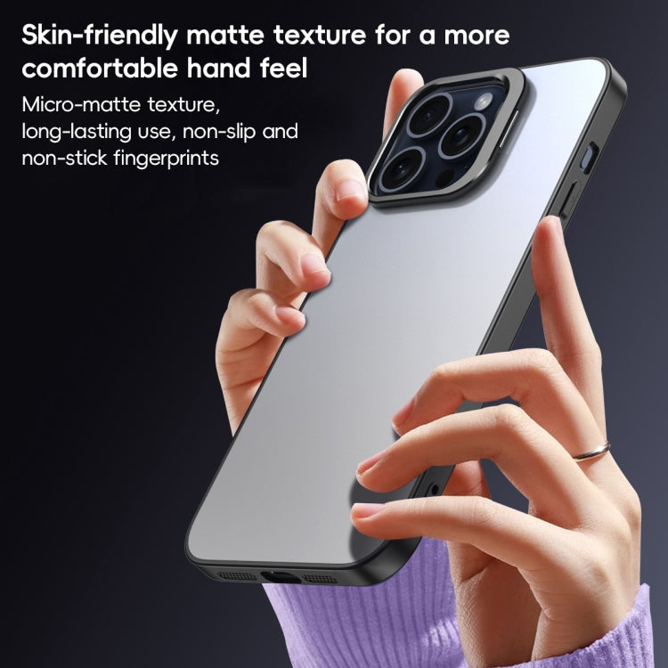 For iPhone 15 Pro Max Aluminum Alloy Lens Holder Frosted Skin-feel Phone Case(Silver) - HoMEdemic™ 