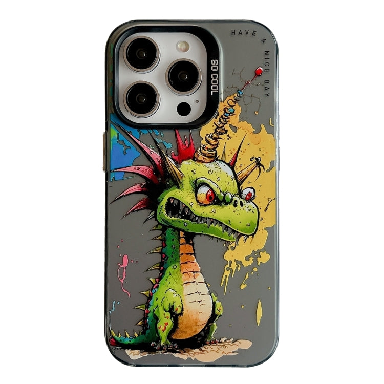 For iPhone 15 Pro Max Animal Pattern Oil Painting Series PC + TPU Phone Case(Dragon) - HoMEdemic™ 