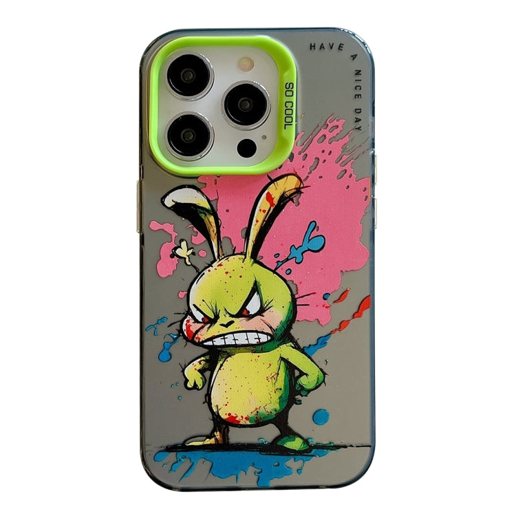 For iPhone 15 Pro Max Animal Pattern Oil Painting Series PC + TPU Phone Case(Rabbit) - HoMEdemic™ 