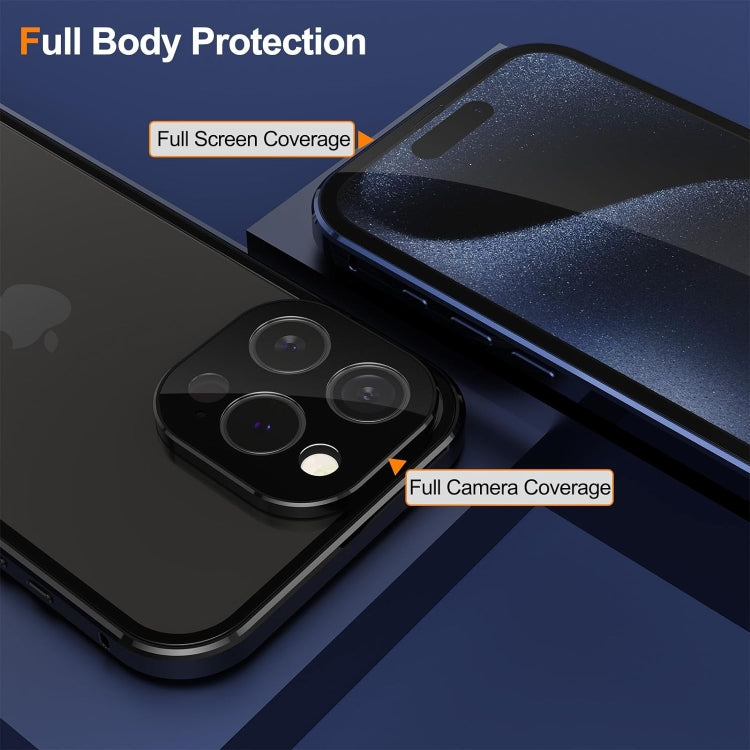 For iPhone 15 Pro Max Anti-peeping Magnetic Double-sided Tempered Glass Phone Case(Blue) - HoMEdemic™ 