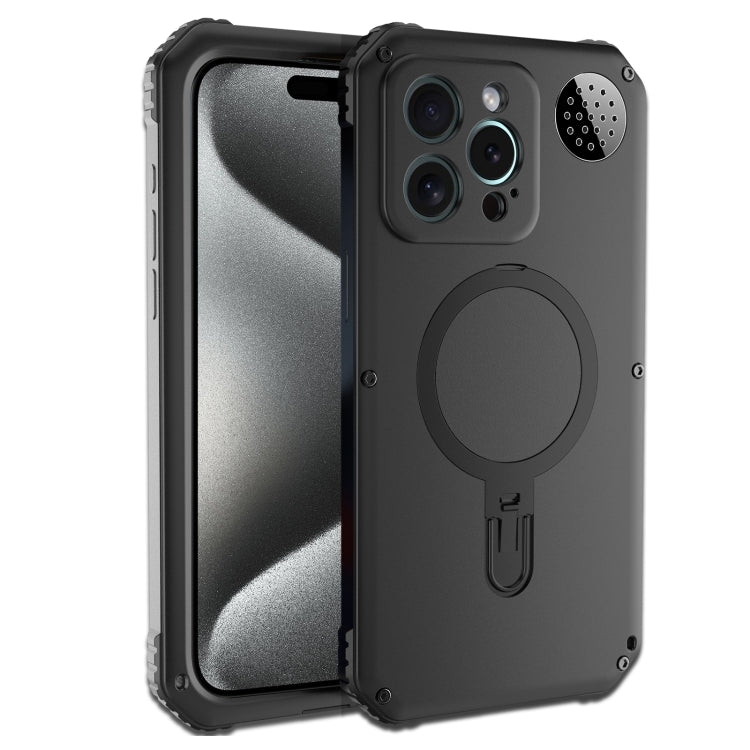 For iPhone 15 Pro Max Aromatherapy MagSafe Holder Life Waterproof Rugged Phone Case(Black) - HoMEdemic™ 