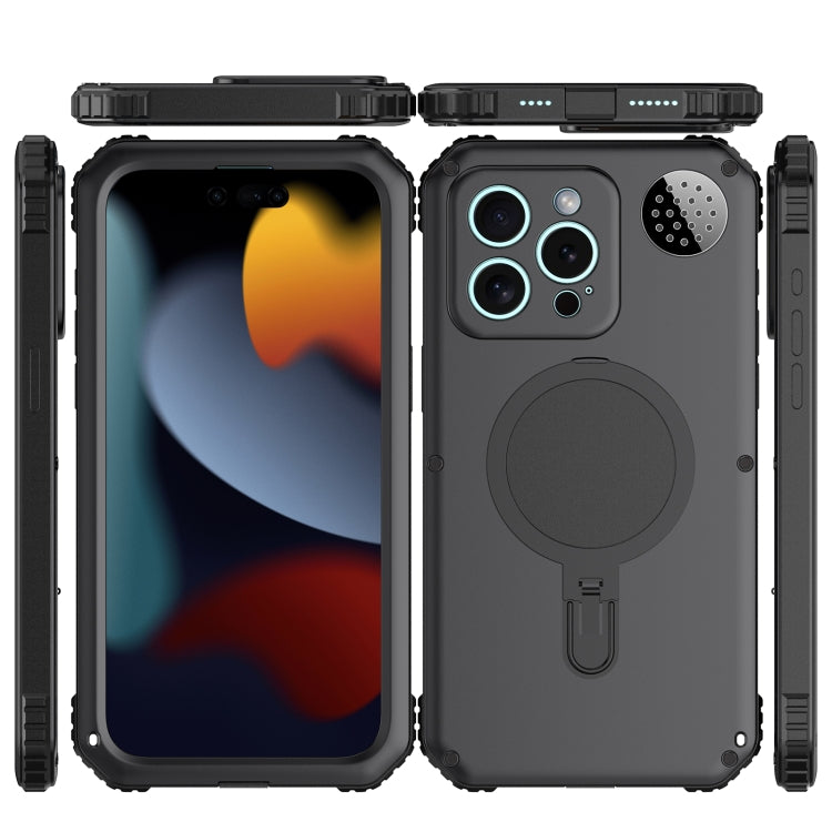 For iPhone 15 Pro Max Aromatherapy MagSafe Holder Life Waterproof Rugged Phone Case(Black) - HoMEdemic™ 