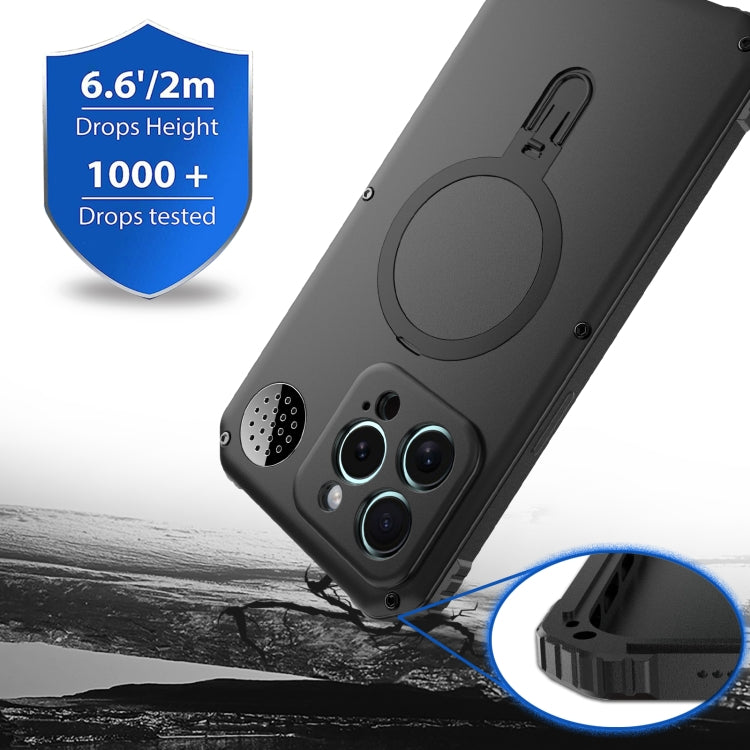 For iPhone 15 Pro Max Aromatherapy MagSafe Holder Life Waterproof Rugged Phone Case(Black) - HoMEdemic™ 