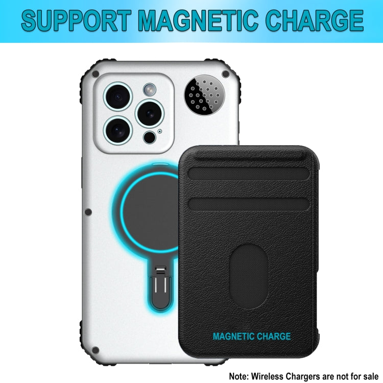 For iPhone 15 Pro Max Aromatherapy MagSafe Holder Life Waterproof Rugged Phone Case(Silver) - HoMEdemic™ 