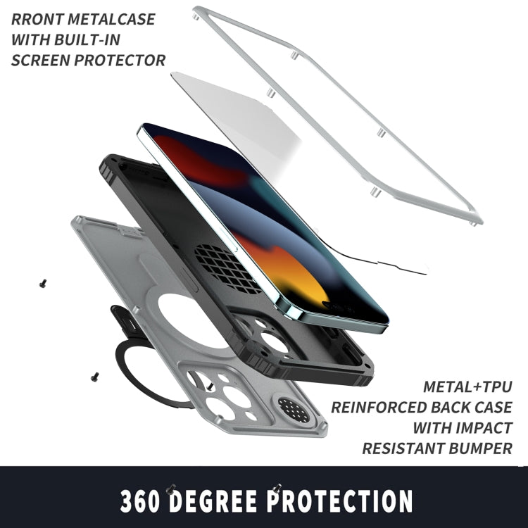 For iPhone 15 Pro Max Aromatherapy MagSafe Holder Life Waterproof Rugged Phone Case(Silver) - HoMEdemic™ 