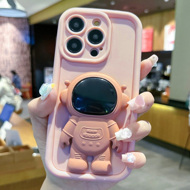 For iPhone 15 Pro Max Astronaut 3D Relief Holder TPU + PC Full Coverage Phone Case(Pink) - HoMEdemic™ 
