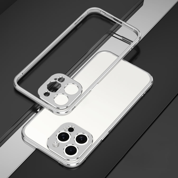 For iPhone 15 Pro Max Aurora Series Lens Protector + Metal Frame Phone Case(Silver) - HoMEdemic™ 