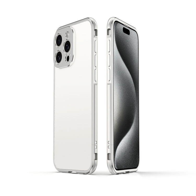 For iPhone 15 Pro Max Aurora Series Lens Protector + Metal Frame Phone Case(Silver) - HoMEdemic™ 