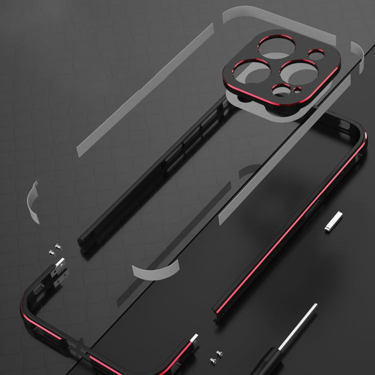 For iPhone 15 Pro Max Aurora Series Lens Protector + Metal Frame Phone Case(Silver) - HoMEdemic™ 