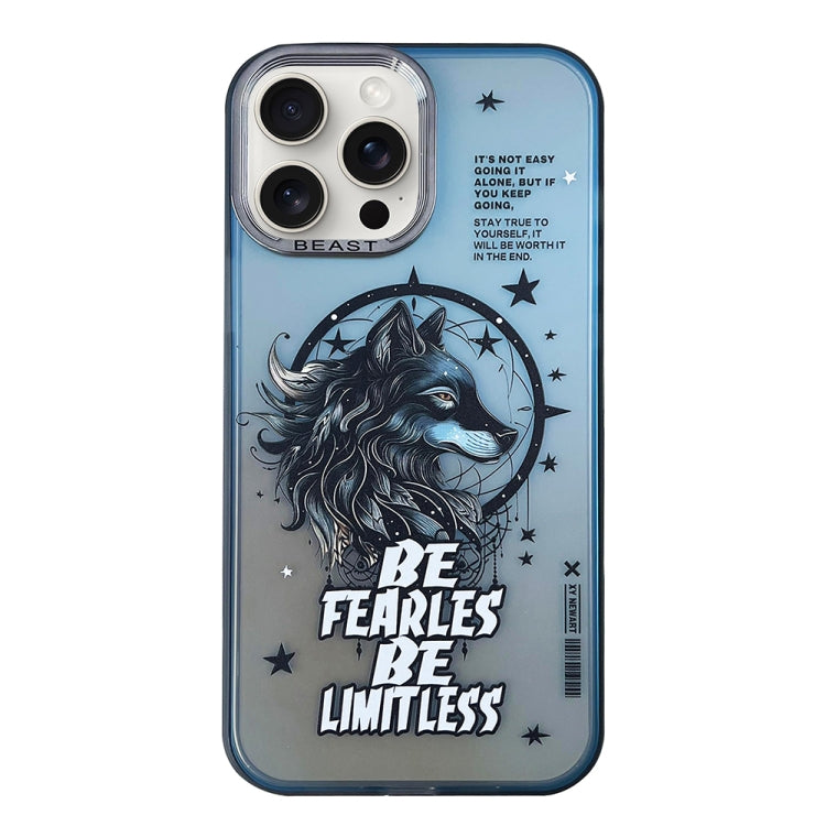 For iPhone 15 Pro Max Aurora Series Painted Pattern Phone Case(Black Wolf) - HoMEdemic™ 