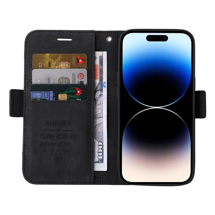 For iPhone 15 Pro Max BETOPNICE Dual-side Buckle Leather Phone Case(Black) - HoMEdemic™ 