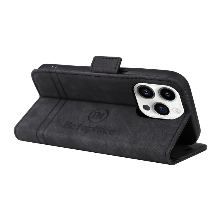 For iPhone 15 Pro Max BETOPNICE Dual-side Buckle Leather Phone Case(Black) - HoMEdemic™ 