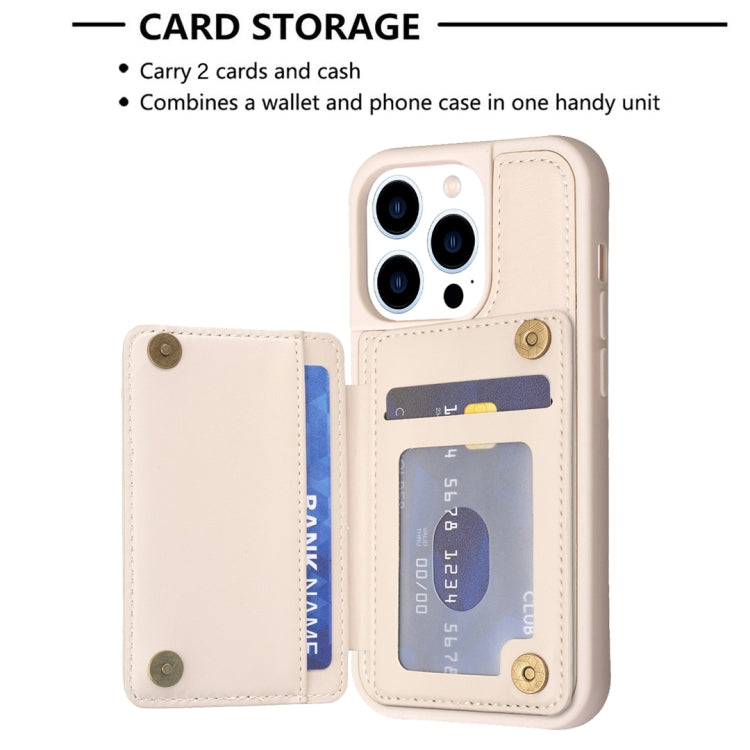 For iPhone 15 Pro Max BF25 Square Plaid Card Bag Holder Phone Case(Beige) - HoMEdemic™ 