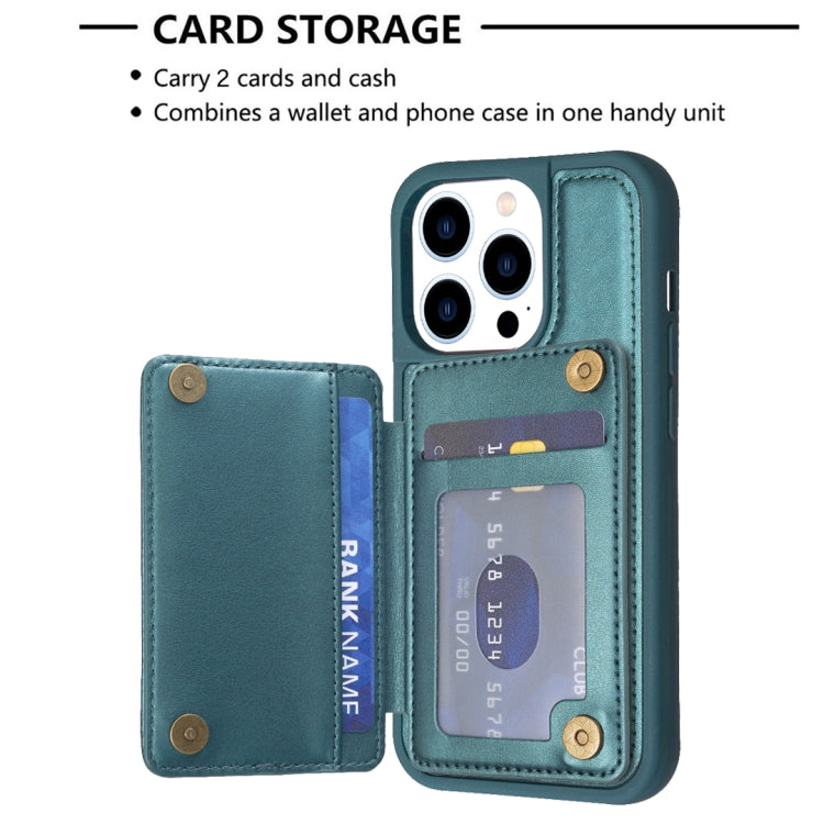 For iPhone 15 Pro Max BF25 Square Plaid Card Bag Holder Phone Case(Green) - HoMEdemic™ 