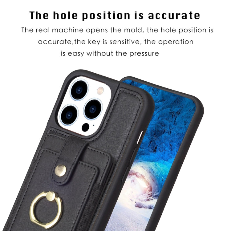 For iPhone 15 Pro Max BF27 Metal Ring Card Bag Holder Phone Case(Black) - HoMEdemic™ 