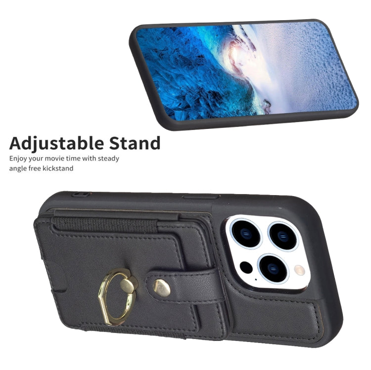 For iPhone 15 Pro Max BF27 Metal Ring Card Bag Holder Phone Case(Black) - HoMEdemic™ 