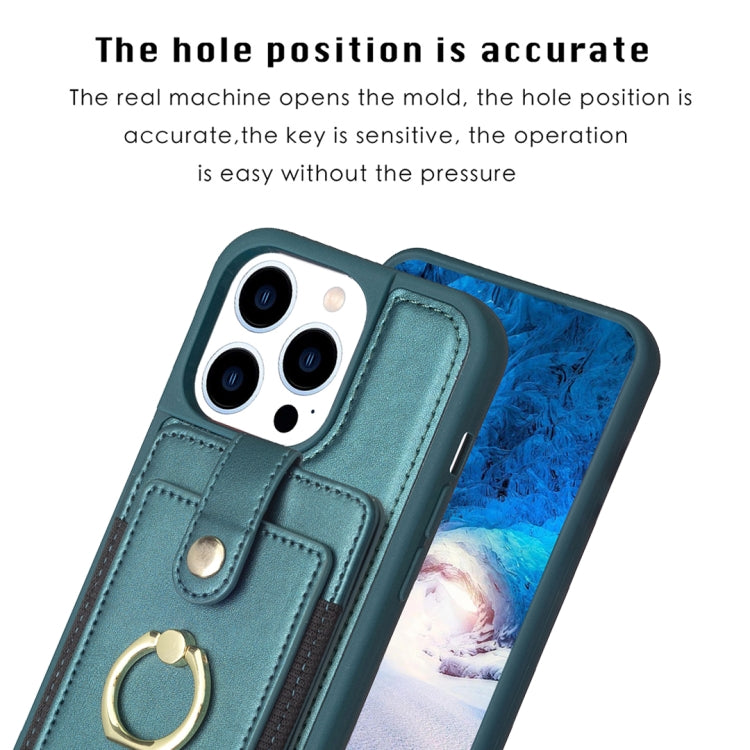 For iPhone 15 Pro Max BF27 Metal Ring Card Bag Holder Phone Case(Green) - HoMEdemic™ 