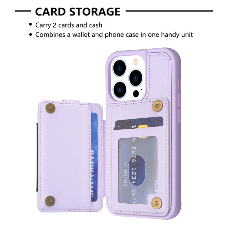 For iPhone 15 Pro Max BF27 Metal Ring Card Bag Holder Phone Case(Purple) - HoMEdemic™ 