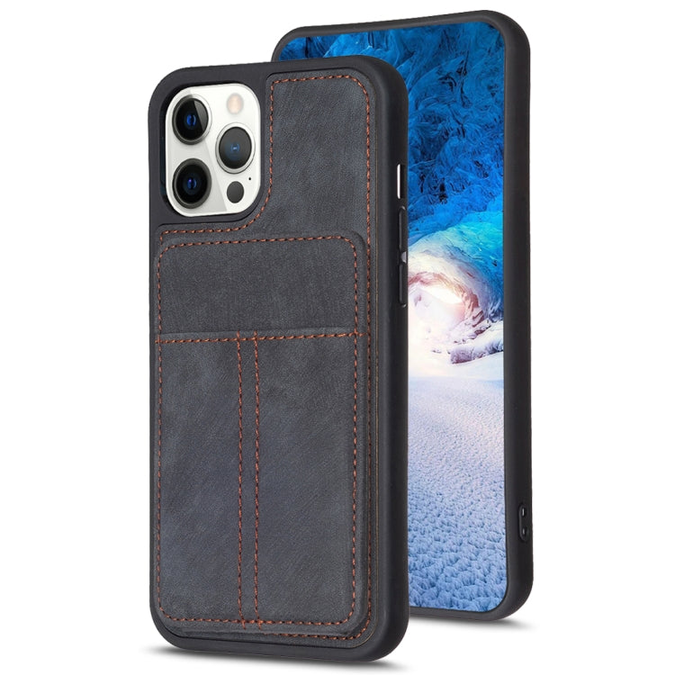 For iPhone 15 Pro Max BF28 Frosted Card Bag Phone Case with Holder(Black) - HoMEdemic™ 
