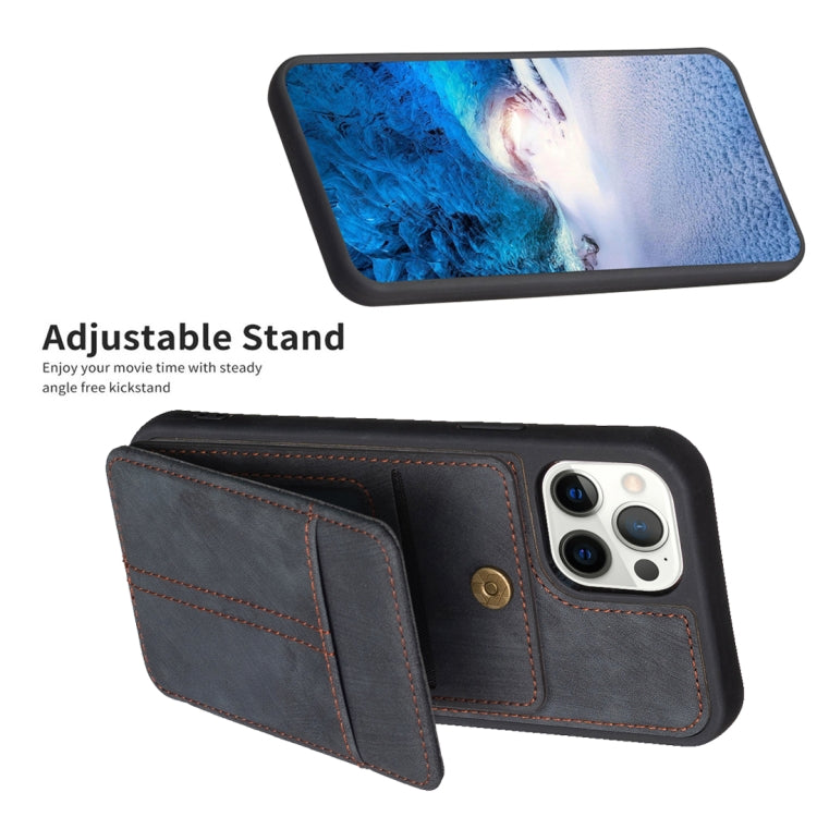 For iPhone 15 Pro Max BF28 Frosted Card Bag Phone Case with Holder(Black) - HoMEdemic™ 
