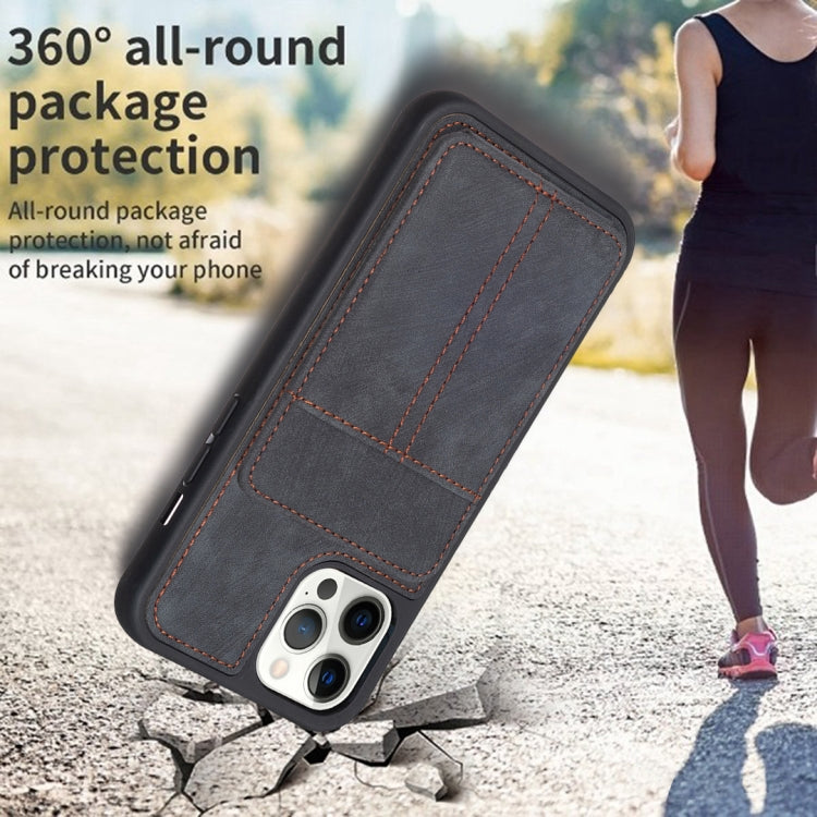 For iPhone 15 Pro Max BF28 Frosted Card Bag Phone Case with Holder(Black) - HoMEdemic™ 