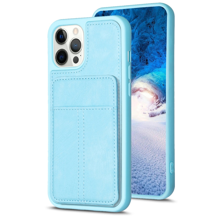 For iPhone 15 Pro Max BF28 Frosted Card Bag Phone Case with Holder(Blue) - HoMEdemic™ 