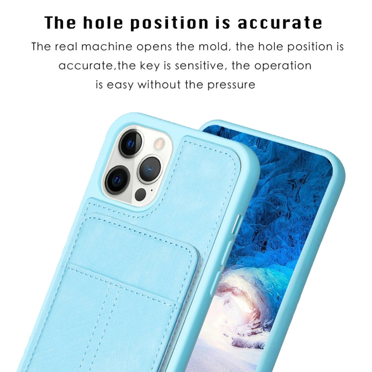 For iPhone 15 Pro Max BF28 Frosted Card Bag Phone Case with Holder(Blue) - HoMEdemic™ 