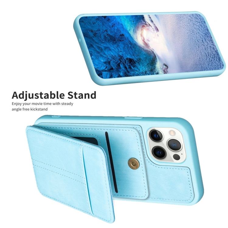For iPhone 15 Pro Max BF28 Frosted Card Bag Phone Case with Holder(Blue) - HoMEdemic™ 