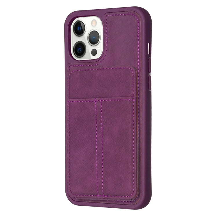 For iPhone 15 Pro Max BF28 Frosted Card Bag Phone Case with Holder(Dark Purple) - HoMEdemic™ 