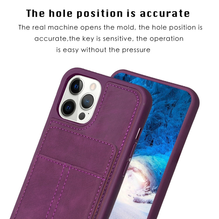 For iPhone 15 Pro Max BF28 Frosted Card Bag Phone Case with Holder(Dark Purple) - HoMEdemic™ 