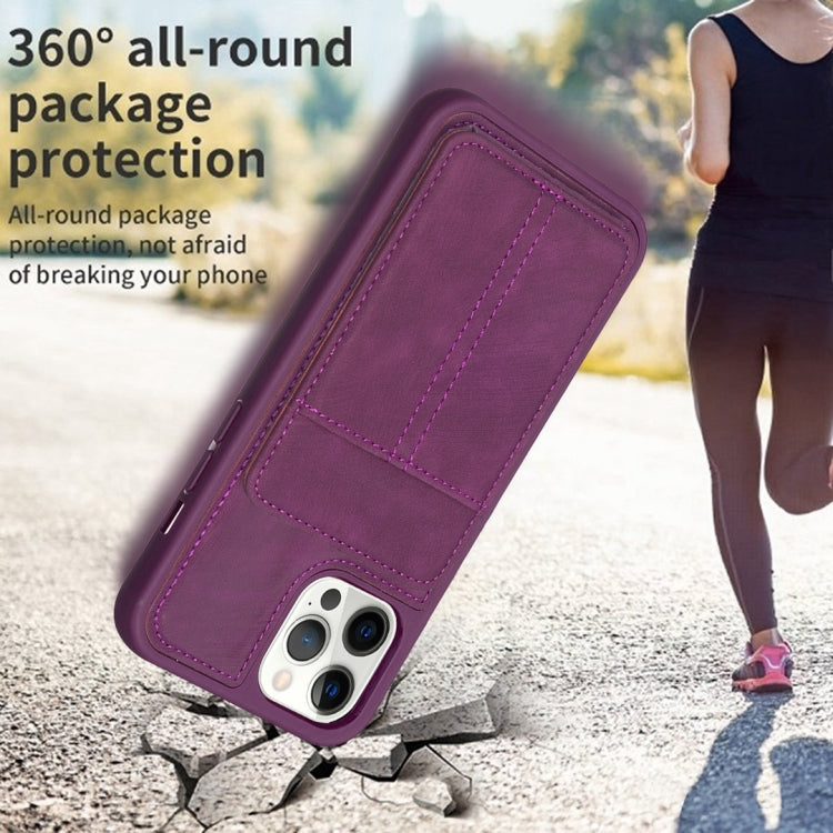 For iPhone 15 Pro Max BF28 Frosted Card Bag Phone Case with Holder(Dark Purple) - HoMEdemic™ 