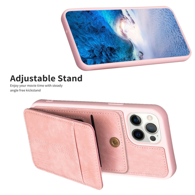 For iPhone 15 Pro Max BF28 Frosted Card Bag Phone Case with Holder(Pink) - HoMEdemic™ 