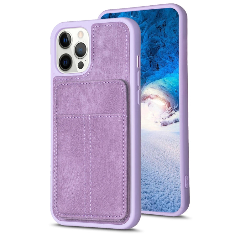For iPhone 15 Pro Max BF28 Frosted Card Bag Phone Case with Holder(Purple) - HoMEdemic™ 