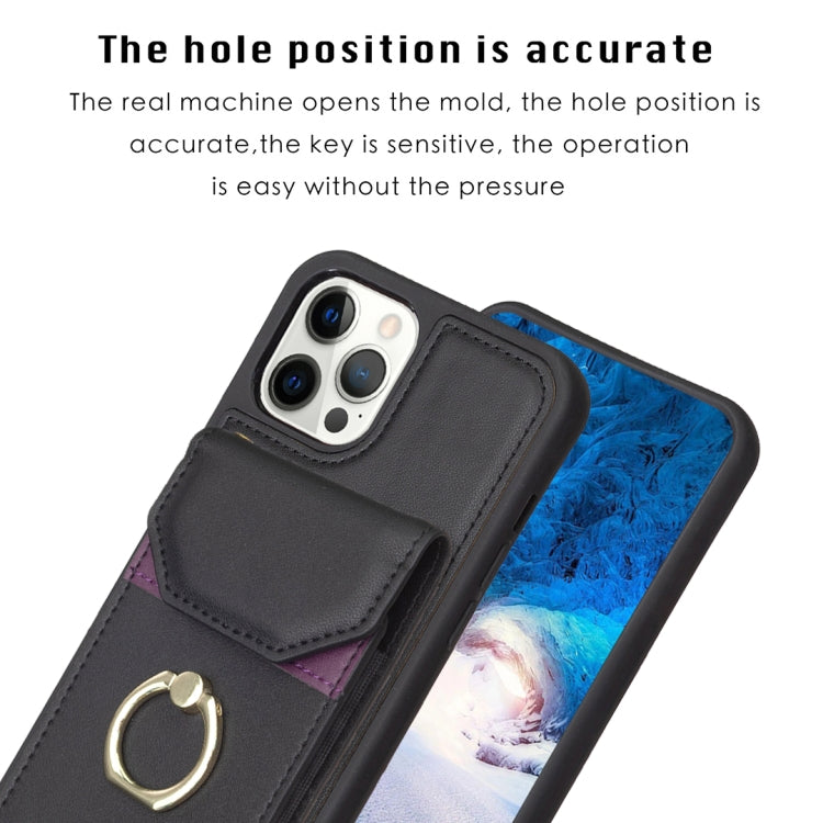 For iPhone 15 Pro Max BF29 Organ Card Bag Ring Holder Phone Case(Black) - HoMEdemic™ 