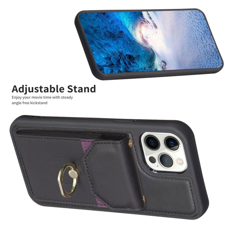 For iPhone 15 Pro Max BF29 Organ Card Bag Ring Holder Phone Case(Black) - HoMEdemic™ 
