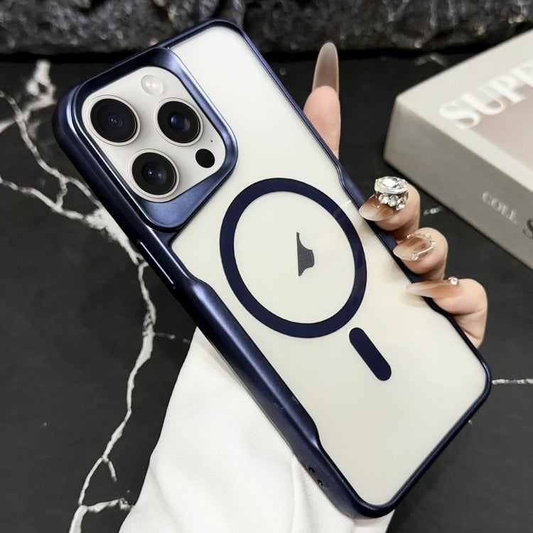 For iPhone 15 Pro Max Blade Electroplating Frosted MagSafe Magnetic Phone Case(Blue) - HoMEdemic™ 