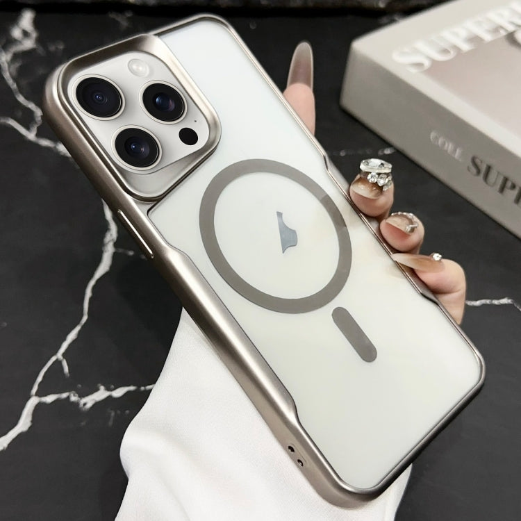 For iPhone 15 Pro Max Blade Electroplating Frosted MagSafe Magnetic Phone Case(Gold) - HoMEdemic™ 