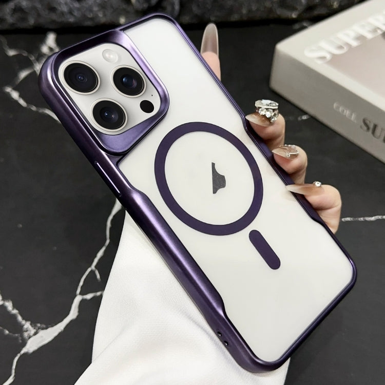 For iPhone 15 Pro Max Blade Electroplating Frosted MagSafe Magnetic Phone Case(Purple) - HoMEdemic™ 