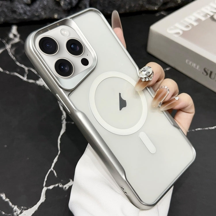 For iPhone 15 Pro Max Blade Electroplating Frosted MagSafe Magnetic Phone Case(Silver) - HoMEdemic™ 
