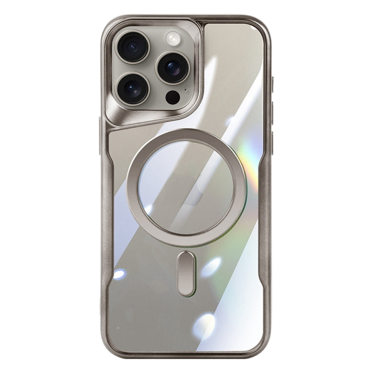 For iPhone 15 Pro Max Blade MagSafe Magnetic Transparent PC Phone Case(Titanium Grey) - HoMEdemic™ 