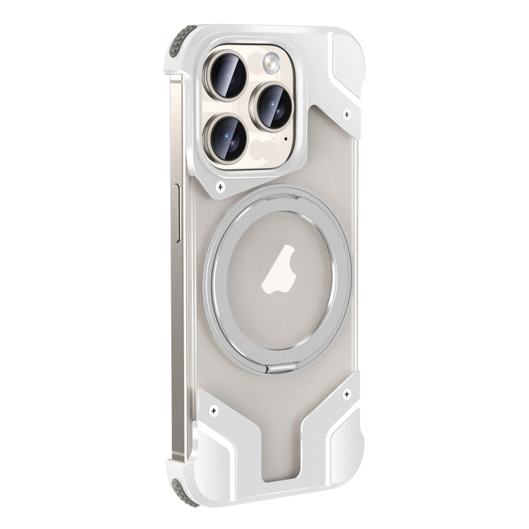 For iPhone 15 Pro Max Borderless MagSafe Rotating Holder Transparent Phone(Silver) - HoMEdemic™ 