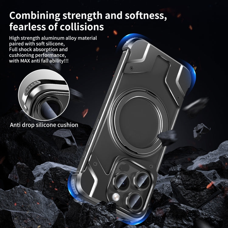For iPhone 15 Pro Max Borderless MagSafe Rotating Holder Transparent Phone(Titanium Primary) - HoMEdemic™ 