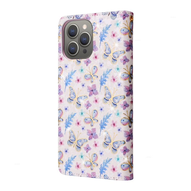 For iPhone 15 Pro Max Bronzing Painting RFID Leather Case(Pansies) - HoMEdemic™ 