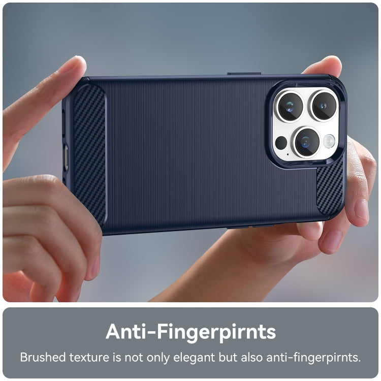 For iPhone 15 Pro Max Brushed Texture Carbon Fiber TPU Phone Case(Blue) - HoMEdemic™ 