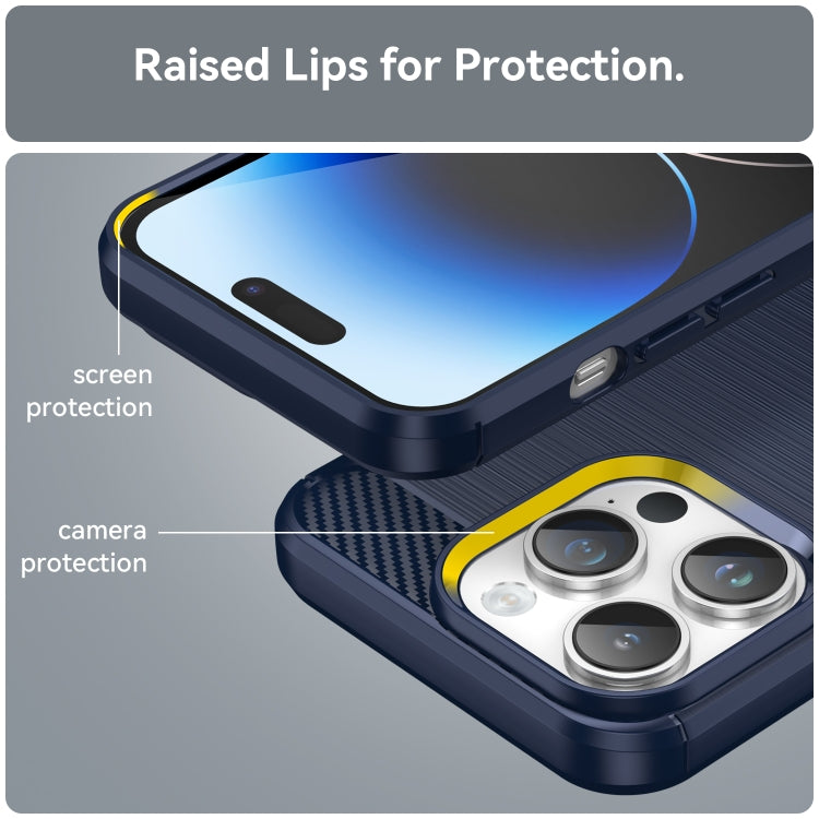 For iPhone 15 Pro Max Brushed Texture Carbon Fiber TPU Phone Case(Blue) - HoMEdemic™ 