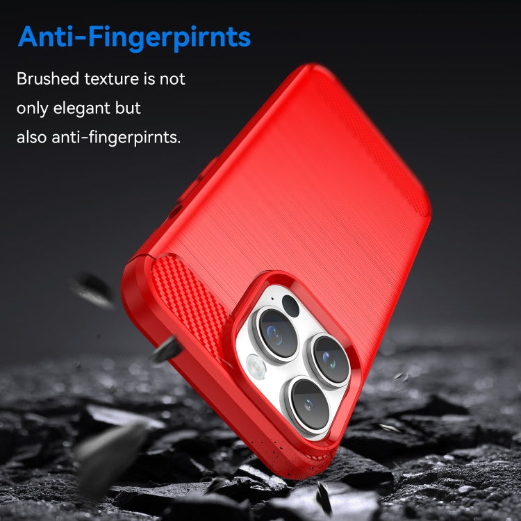For iPhone 15 Pro Max Brushed Texture Carbon Fiber TPU Phone Case(Red) - HoMEdemic™ 