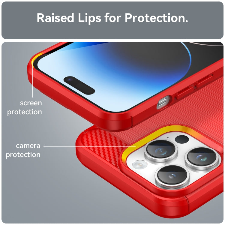 For iPhone 15 Pro Max Brushed Texture Carbon Fiber TPU Phone Case(Red) - HoMEdemic™ 